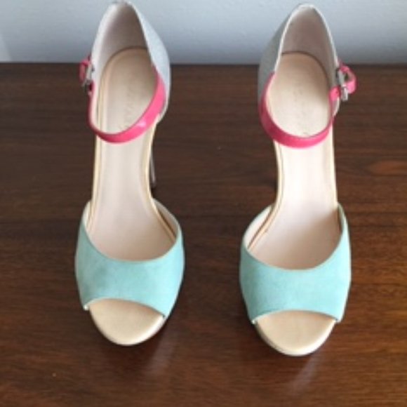 Boutique 9 Color Block Platform Ankle Strap Heels - Picture 2 of 5